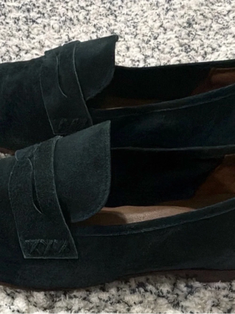 Margaux Dark Green Suede Penny Loafers
